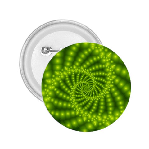 Glossy Lime Green Beaded Spiral Fractal 2.25  Button from ArtsNow.com Front