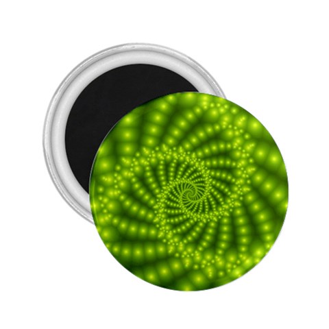 Glossy Lime Green Beaded Spiral Fractal 2.25  Magnet from ArtsNow.com Front