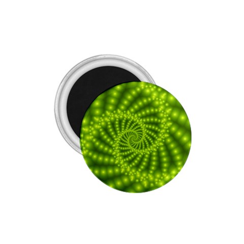 Glossy Lime Green Beaded Spiral Fractal 1.75  Magnet from ArtsNow.com Front