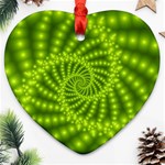 Glossy Lime Green Beaded Spiral Fractal Ornament (Heart)