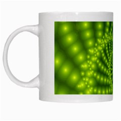 Glossy Lime Green Beaded Spiral Fractal White Mug from ArtsNow.com Left