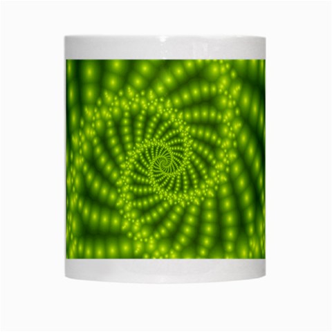 Glossy Lime Green Beaded Spiral Fractal White Mug from ArtsNow.com Center