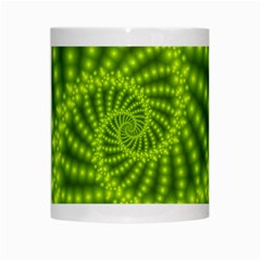 Glossy Lime Green Beaded Spiral Fractal White Mug from ArtsNow.com Center