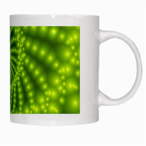 Glossy Lime Green Beaded Spiral Fractal White Mug from ArtsNow.com Right