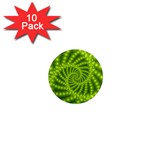 Glossy Lime Green Beaded Spiral Fractal 1  Mini Magnet (10 pack) 