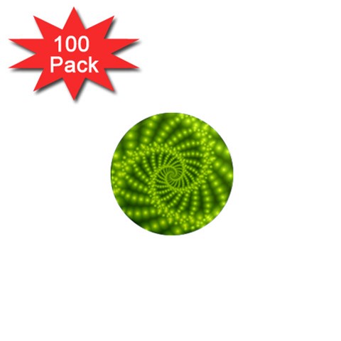 Glossy Lime Green Beaded Spiral Fractal 1  Mini Magnet (100 pack)  from ArtsNow.com Front