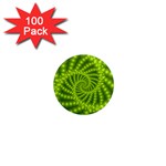 Glossy Lime Green Beaded Spiral Fractal 1  Mini Magnet (100 pack) 