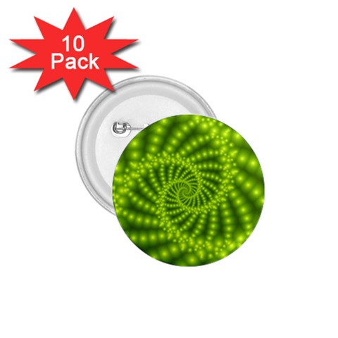 Glossy Lime Green Beaded Spiral Fractal 1.75  Button (10 pack)  from ArtsNow.com Front