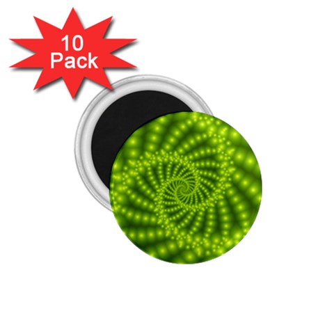 Glossy Lime Green Beaded Spiral Fractal 1.75  Magnet (10 pack)  from ArtsNow.com Front