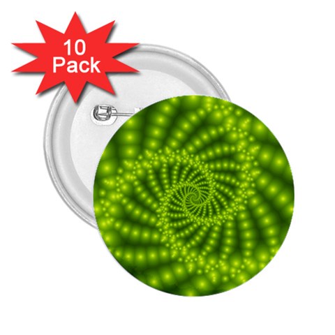 Glossy Lime Green Beaded Spiral Fractal 2.25  Button (10 pack) from ArtsNow.com Front