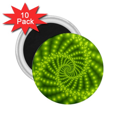 Glossy Lime Green Beaded Spiral Fractal 2.25  Magnet (10 pack) from ArtsNow.com Front