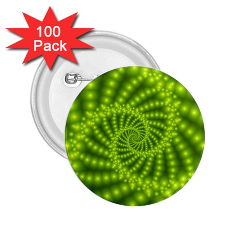 Glossy Lime Green Beaded Spiral Fractal 2.25  Button (100 pack) from ArtsNow.com Front