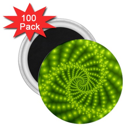 Glossy Lime Green Beaded Spiral Fractal 2.25  Magnet (100 pack)  from ArtsNow.com Front