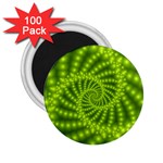 Glossy Lime Green Beaded Spiral Fractal 2.25  Magnet (100 pack) 