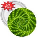 Glossy Lime Green Beaded Spiral Fractal 3  Button (100 pack)