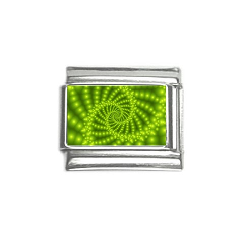 Glossy Lime Green Beaded Spiral Fractal Italian Charm (9mm) from ArtsNow.com Front