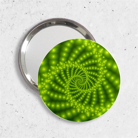 Glossy Lime Green Beaded Spiral Fractal 2.25  Handbag Mirror from ArtsNow.com Front