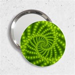 Glossy Lime Green Beaded Spiral Fractal 2.25  Handbag Mirror