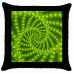 Glossy Lime Green Beaded Spiral Fractal Throw Pillow Case (Black)