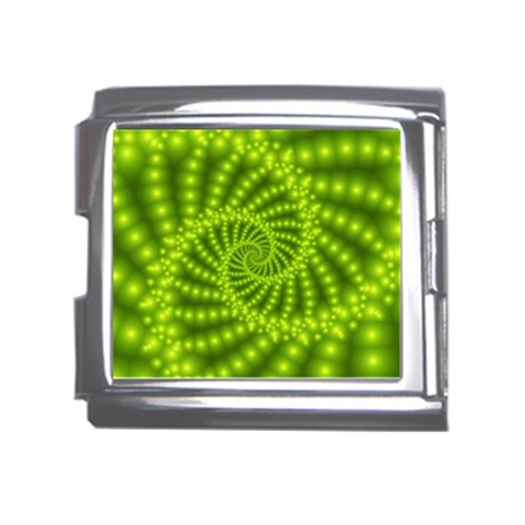 Glossy Lime Green Beaded Spiral Fractal Mega Link Italian Charm (18mm) from ArtsNow.com Front