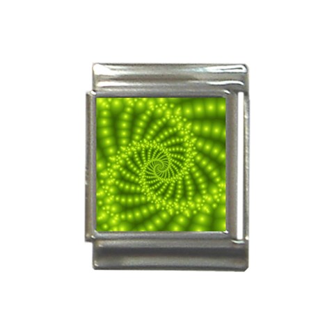 Glossy Lime Green Beaded Spiral Fractal Italian Charm (13mm) from ArtsNow.com Front