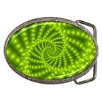 Glossy Lime Green Beaded Spiral Fractal Belt Buckle