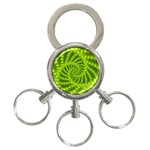 Glossy Lime Green Beaded Spiral Fractal 3-Ring Key Chain