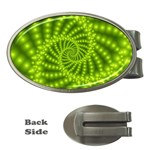 Glossy Lime Green Beaded Spiral Fractal Money Clip (Oval)