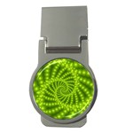 Glossy Lime Green Beaded Spiral Fractal Money Clip (Round)