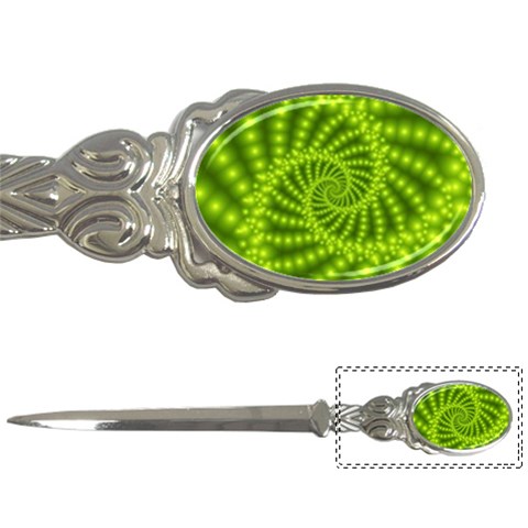 Glossy Lime Green Beaded Spiral Fractal Letter Opener from ArtsNow.com Front