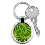 Glossy Lime Green Beaded Spiral Fractal Key Chain (Round)