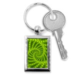 Glossy Lime Green Beaded Spiral Fractal Key Chain (Rectangle)