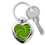 Glossy Lime Green Beaded Spiral Fractal Key Chain (Heart)