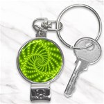 Glossy Lime Green Beaded Spiral Fractal Nail Clippers Key Chain