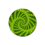 Glossy Lime Green Beaded Spiral Fractal Rubber Coaster (Round)