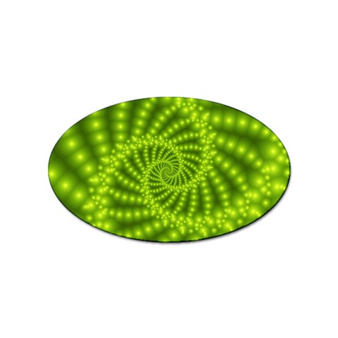 Glossy Lime Green Beaded Spiral Fractal Sticker (Oval) from ArtsNow.com Front