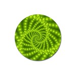 Glossy Lime Green Beaded Spiral Fractal Magnet 3  (Round)