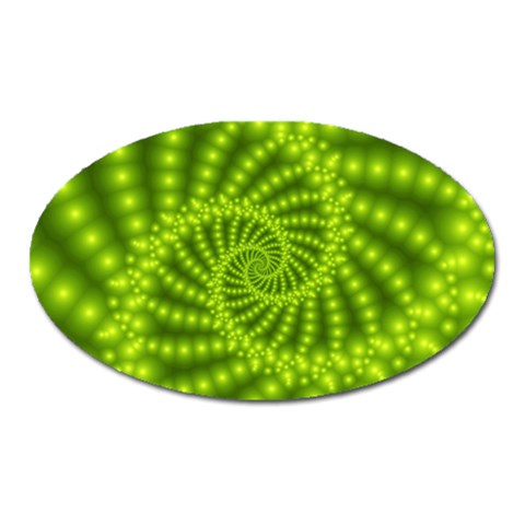 Glossy Lime Green Beaded Spiral Fractal Magnet (Oval) from ArtsNow.com Front