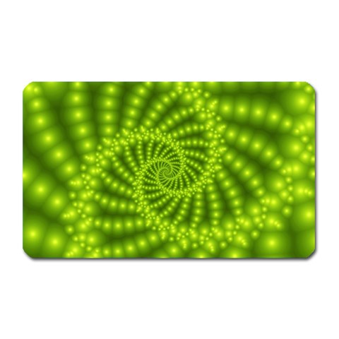 Glossy Lime Green Beaded Spiral Fractal Magnet (Rectangular) from ArtsNow.com Front