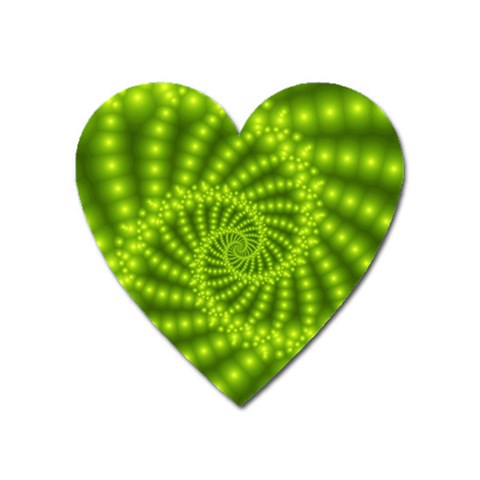 Glossy Lime Green Beaded Spiral Fractal Magnet (Heart) from ArtsNow.com Front