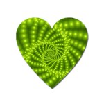 Glossy Lime Green Beaded Spiral Fractal Magnet (Heart)