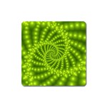 Glossy Lime Green Beaded Spiral Fractal Magnet (Square)