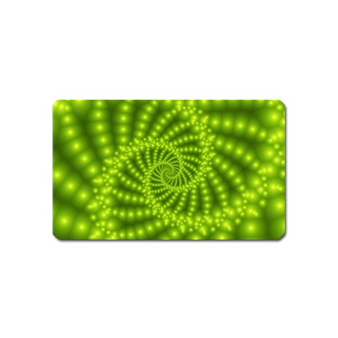 Glossy Lime Green Beaded Spiral Fractal Magnet (Name Card) from ArtsNow.com Front