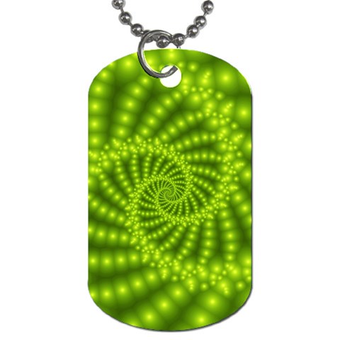 Glossy Lime Green Beaded Spiral Fractal Dog Tag (One Side) from ArtsNow.com Front