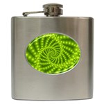 Glossy Lime Green Beaded Spiral Fractal Hip Flask (6 oz)