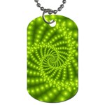 Glossy Lime Green Beaded Spiral Fractal Dog Tag (Two Sides)