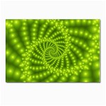 Glossy Lime Green Beaded Spiral Fractal Postcards 5  x 7  (Pkg of 10)