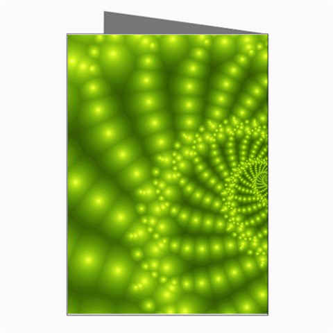 Glossy Lime Green Beaded Spiral Fractal Greeting Card from ArtsNow.com Right