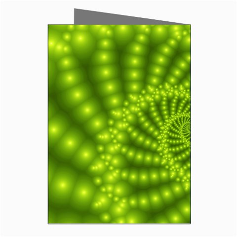 Glossy Lime Green Beaded Spiral Fractal Greeting Cards (Pkg of 8) from ArtsNow.com Right