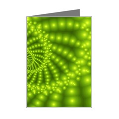 Glossy Lime Green Beaded Spiral Fractal Mini Greeting Card from ArtsNow.com Left